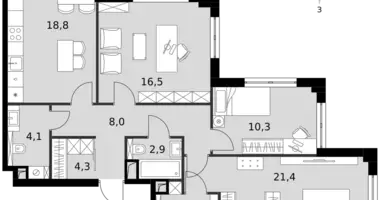 Apartamento 4 habitaciones en North-Western Administrative Okrug, Rusia