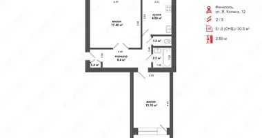 Apartamento 2 habitaciones en Fanipol, Bielorrusia