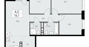 Apartamento 4 habitaciones en poselenie Sosenskoe, Rusia