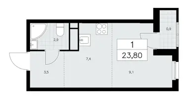 Apartamento 1 habitación en Moscú, Rusia