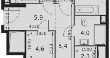 3 room apartment in Moscow, Russia
