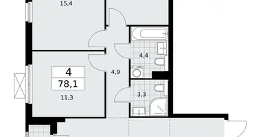 Apartamento 4 habitaciones en poselenie Sosenskoe, Rusia