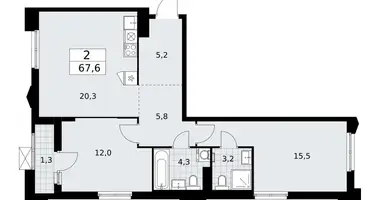 2 room apartment in Troitsk, Russia