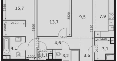 Appartement 2 chambres dans Moscou, Russie