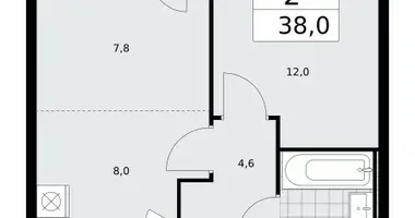 Apartamento 2 habitaciones en Moscú, Rusia