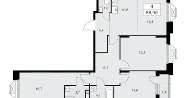 Apartamento 4 habitaciones en poselenie Sosenskoe, Rusia