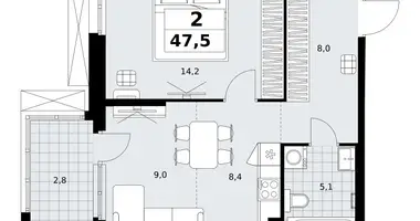 2 room apartment in Kommunarka, Russia