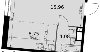 Estudio 1 habitación en Moscú, Rusia