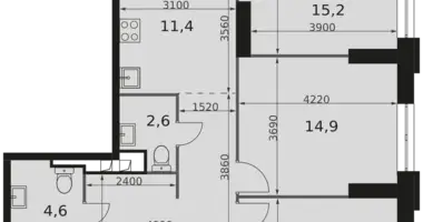 Apartamento 3 habitaciones en Moscú, Rusia
