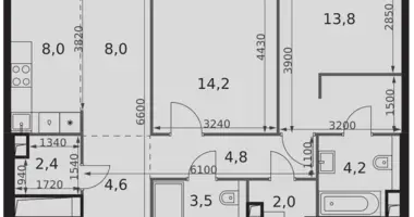 2 room apartment in Moscow, Russia