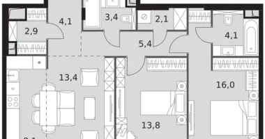 Appartement 3 chambres dans North-Western Administrative Okrug, Fédération de Russie