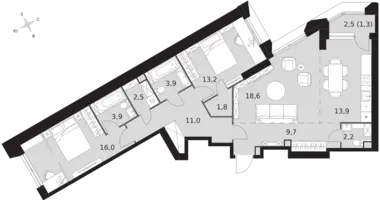 Mieszkanie 3 pokoi w Konkovo District, Rosja