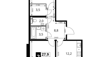 Apartamento 2 habitaciones en Leninsky District, Rusia