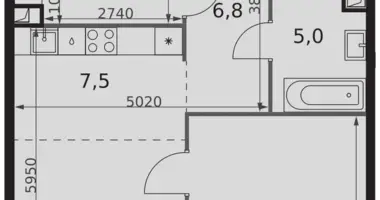 Apartamento 1 habitación en Moscú, Rusia