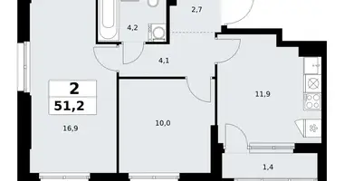 2 room apartment in Kommunarka, Russia