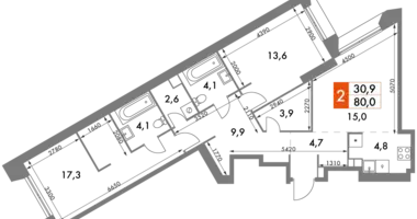 Квартира 2 комнаты в район Коньково, Россия