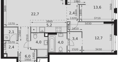 Wohnung 3 zimmer in Moskau, Russland