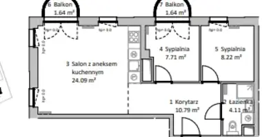 3 room apartment in Warsaw, Poland