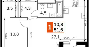 Appartement 2 chambres dans Moscou, Fédération de Russie