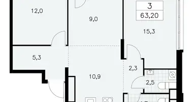 Apartamento 3 habitaciones en South-Western Administrative Okrug, Rusia