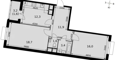 Appartement 2 chambres dans Razvilka, Fédération de Russie