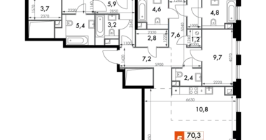 Apartamento 6 habitaciones en North-Western Administrative Okrug, Rusia