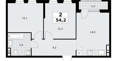 Apartamento 2 habitaciones en South-Western Administrative Okrug, Rusia