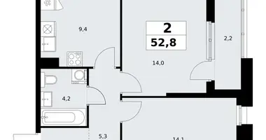 Apartamento 2 habitaciones en Kommunarka, Rusia