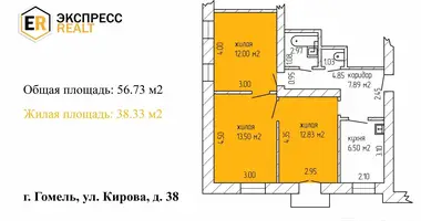 3 room apartment in Homel, Belarus