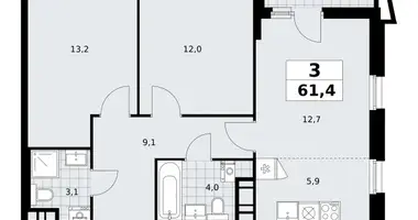 Apartamento 3 habitaciones en poselenie Sosenskoe, Rusia