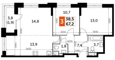 Wohnung 3 zimmer in Nordwestlicher Verwaltungsbezirk, Russland