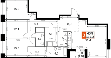 Apartamento 4 habitaciones en Moscú, Rusia