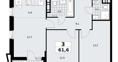 Apartamento 3 habitaciones en poselenie Sosenskoe, Rusia