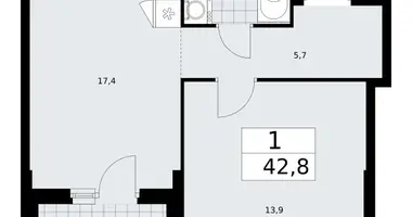 1 room apartment in Troitsk, Russia