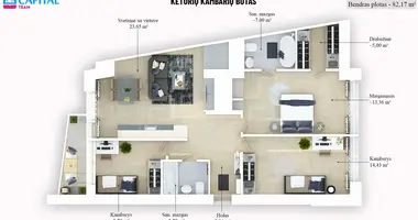 Apartamento 3 habitaciones en Vilna, Lituania