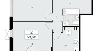 Apartamento 2 habitaciones en Moscú, Rusia