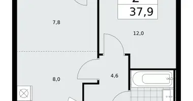 Apartamento 2 habitaciones en Moscú, Rusia