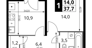 Wohnung 1 zimmer in Südwestlicher Verwaltungsbezirk, Russland