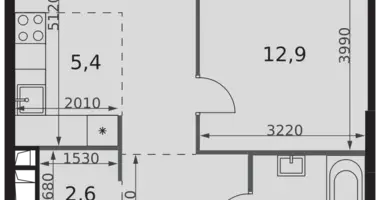 Apartamento 2 habitaciones en Moscú, Rusia