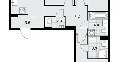 Apartamento 3 habitaciones en poselenie Sosenskoe, Rusia