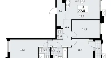 3 room apartment in Troitsk, Russia
