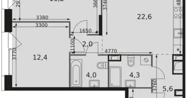 2 room apartment in Rostokino District, Russia