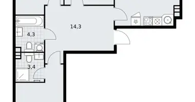 3 room apartment in Vnukovo, Russia