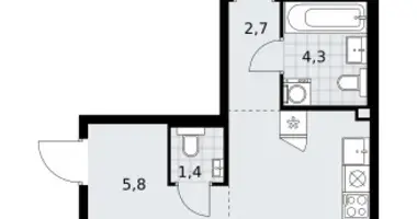 Apartamento 2 habitaciones en Troitsk, Rusia
