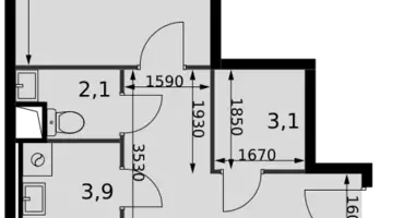 Apartamento 2 habitaciones en Razvilka, Rusia