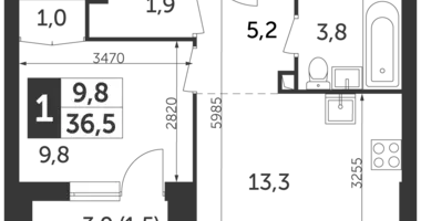 Квартира 1 комната в Москва, Россия