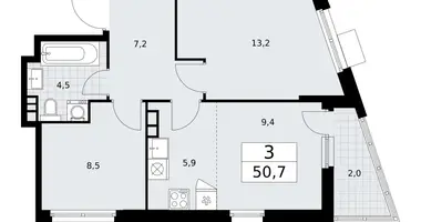 3 room apartment in Vnukovo, Russia
