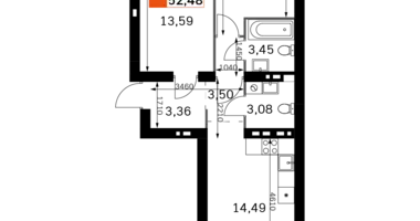 Apartamento 2 habitaciones en Odincovskiy gorodskoy okrug, Rusia