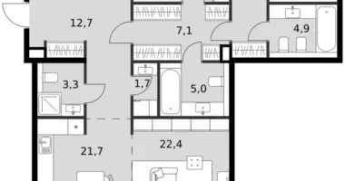 Wohnung 3 zimmer in Nordwestlicher Verwaltungsbezirk, Russland