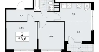 3 room apartment in Vnukovo, Russia